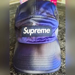 Supreme Washed Satin Camo Camp Cap Blue Camo